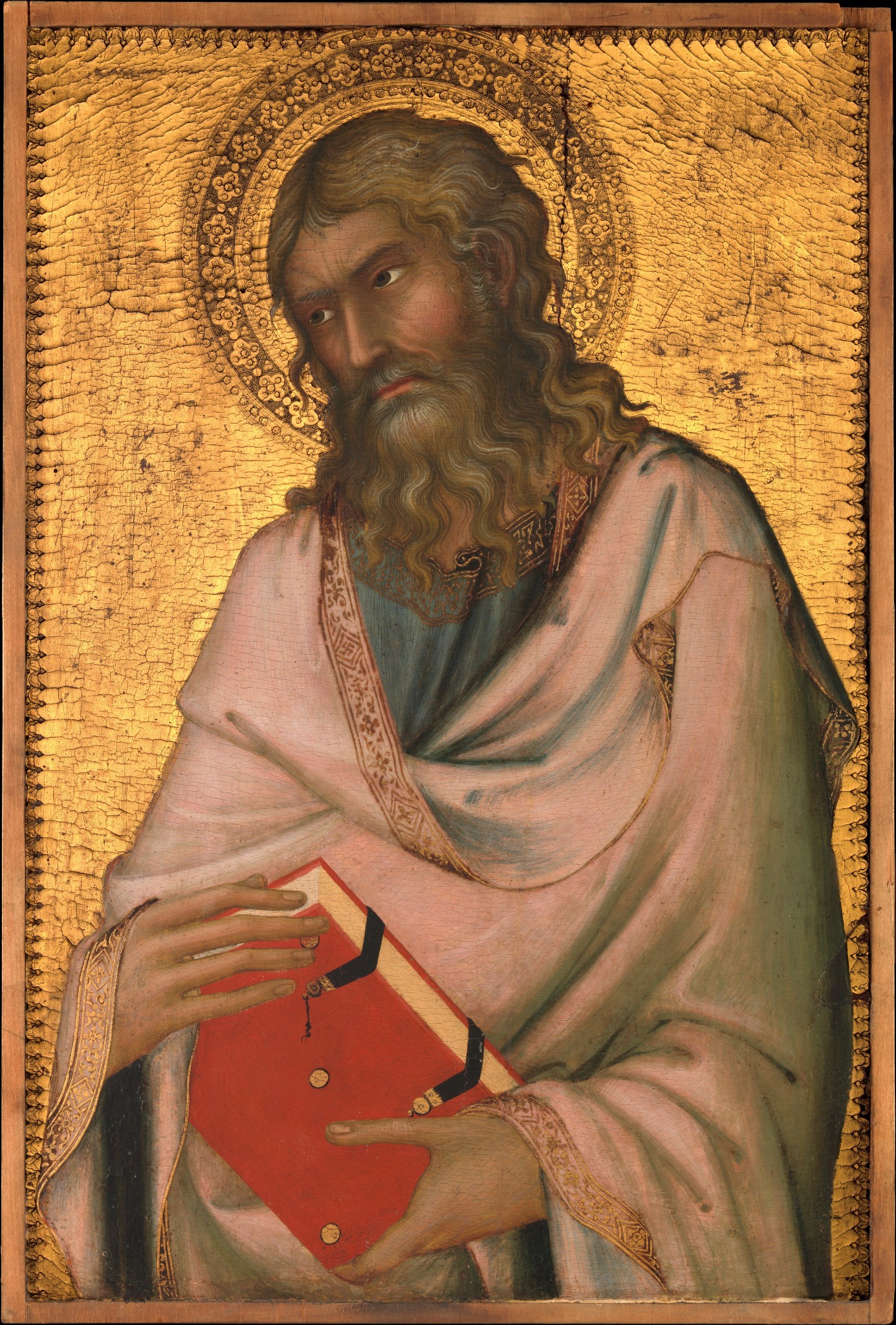 The gilded surface and unusual rectangular frame