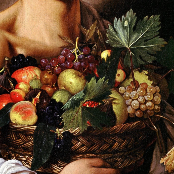Muchacho con un cesto de frutas